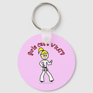 Blonde Karate Girl Key Ring