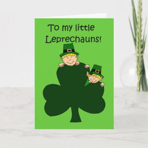 blonde kids with shamrock on green card