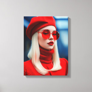 Blonde Lady In Red Canvas Print