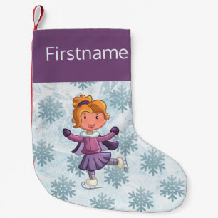 Blonde Little girl ice skating Christmas Stocking