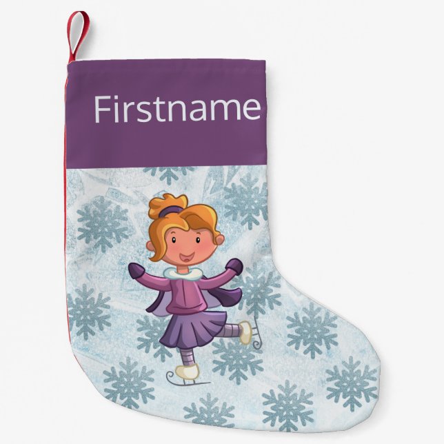 Blonde Little girl ice skating Christmas Stocking (Front)