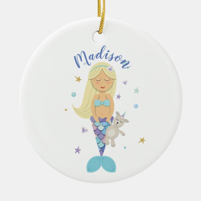 Blonde Little Mermaid Ornament (Front)