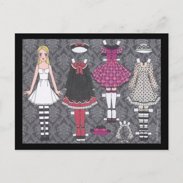 Blonde Lolita Paper Doll Post Card (Front)