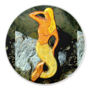 blonde lookout mermaid ceramic knob