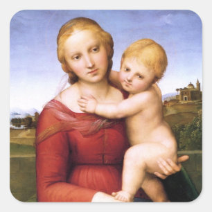 Blonde Madonna and Baby Jesus Square Sticker