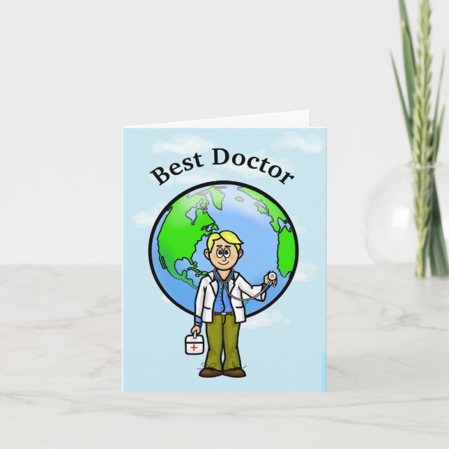 Blonde Male Doctor Greeting Card (Front)