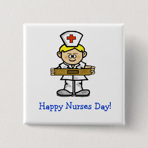 Blonde Male Nurse Button to Customise