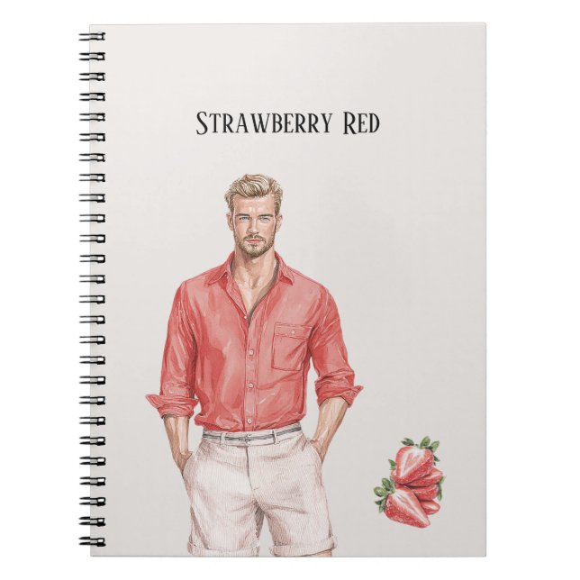 Blonde Male Strawberry Red Top Notebook (Front)
