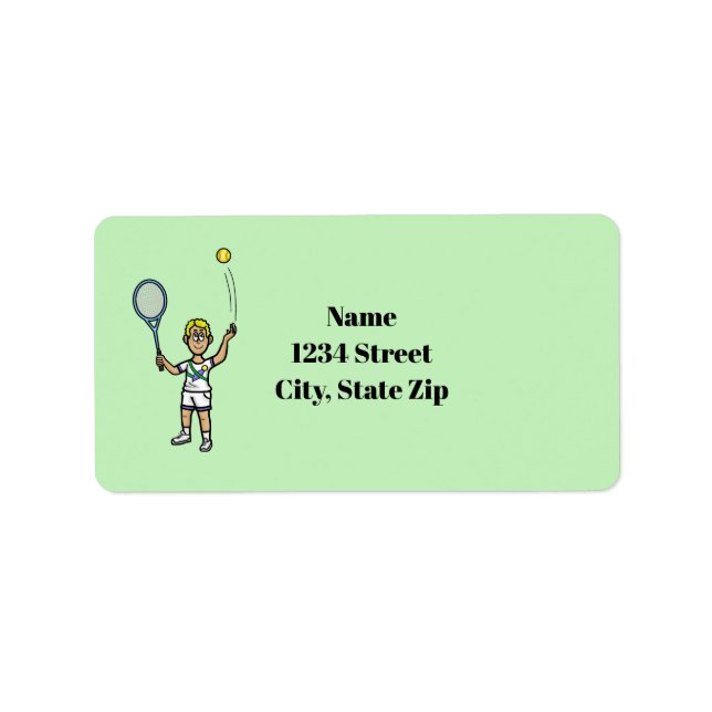 Blonde Male Tennis Player Address Labels (Front)