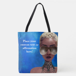 Blonde Melanin Berry Beauty Black Art Blue Tote Bag