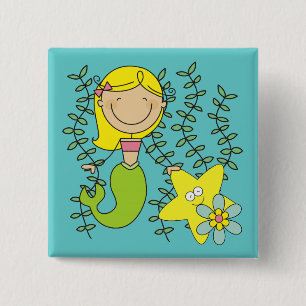 Blonde Mermaid 15 Cm Square Badge