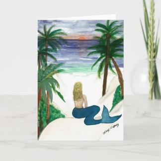 Blonde Mermaid art greeting card