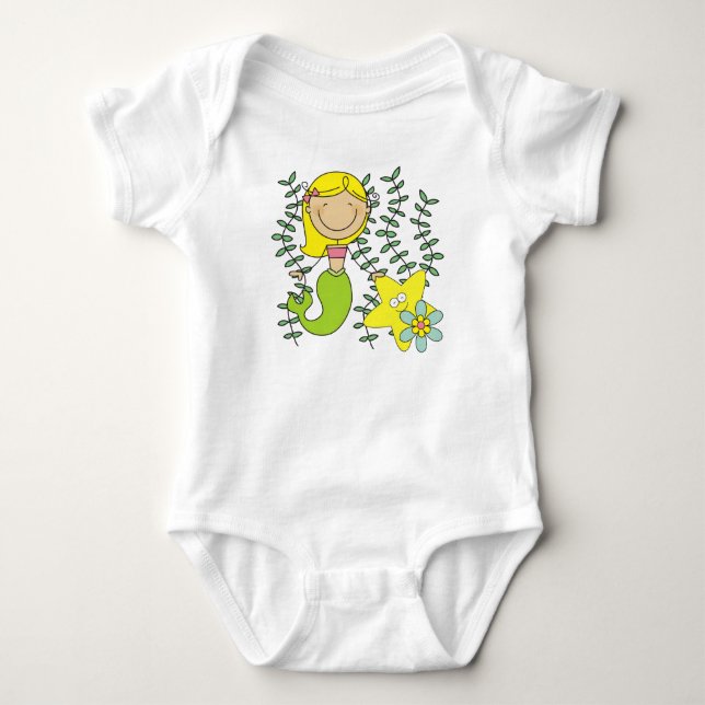Blonde Mermaid Baby Bodysuit (Front)