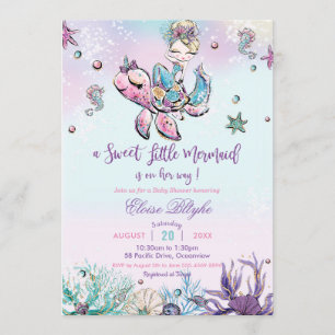 Blonde Mermaid Baby Shower Under the Sea Baby Girl Invitation