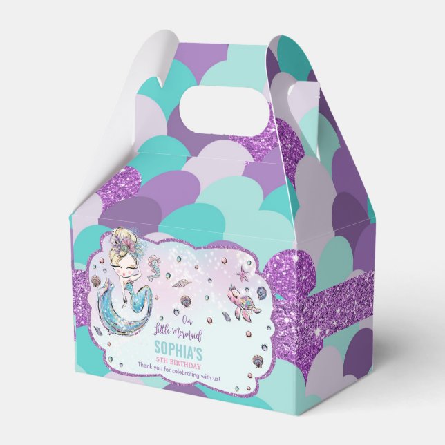 Blonde Mermaid Birthday Baby Shower Thank You Favour Box (Front Side)