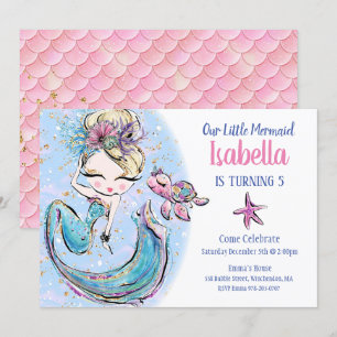 Blonde Mermaid Birthday Party Invitation