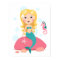 Blonde mermaid cartoon girl with starfish seahorse