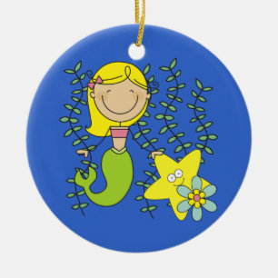 Blonde Mermaid Ceramic Tree Decoration