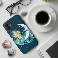 Blonde Mermaid Crescent Moon Fantasy Art Deco