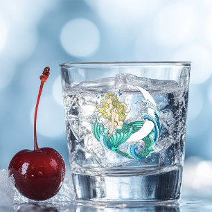 Blonde Mermaid Crescent Moon Fantasy Art Deco Shot Glass
