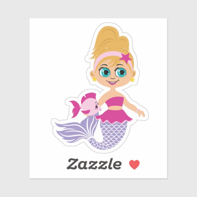 Blonde Mermaid Girl Cutout Party Sticker  (Sheet)