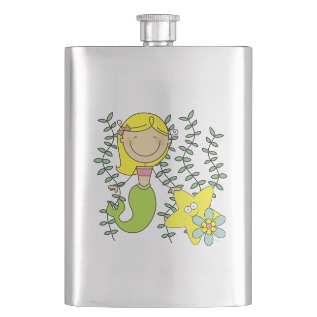 Blonde Mermaid Hip Flask (Front)