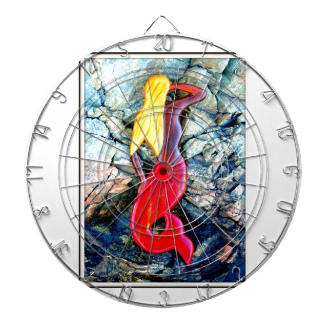 blonde mermaid in red dartboard (Front)