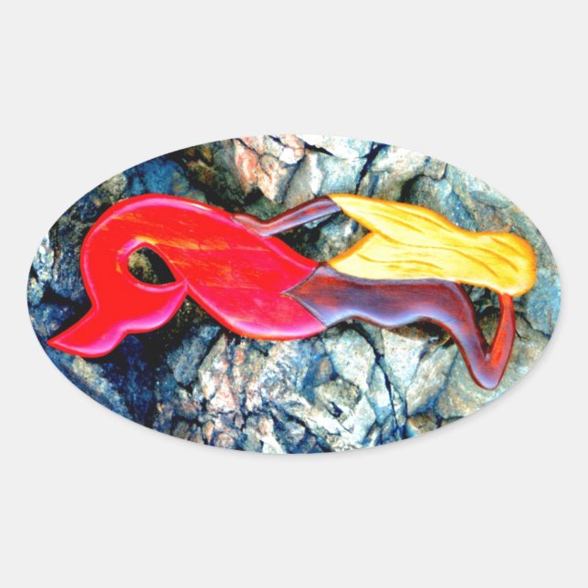 blonde mermaid in red oval sticker (Front)