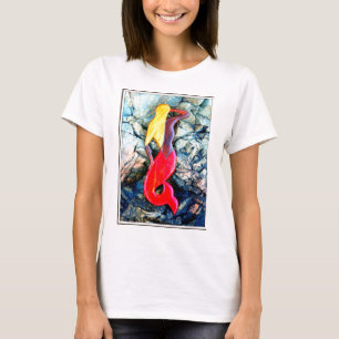 blonde mermaid in red T-Shirt