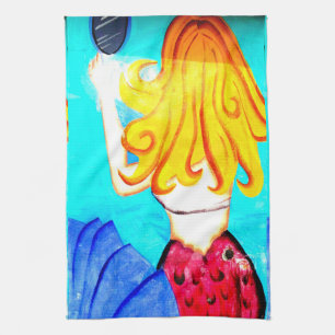 blonde mermaid kitchen towel