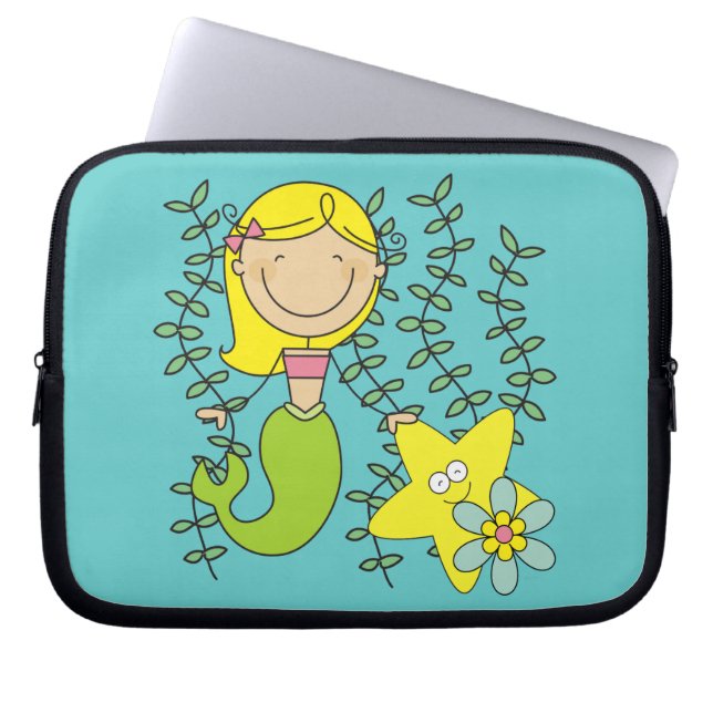 Blonde Mermaid Laptop Sleeve (Front)