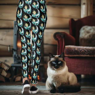 Blonde Mermaid Moon Fantasy Art Deco Leggings