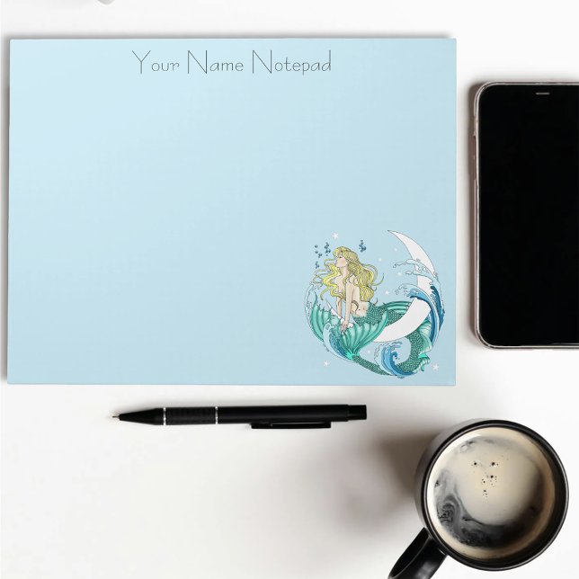 Blonde Mermaid Moon Fantasy Art Deco Notepad (Creator Uploaded)