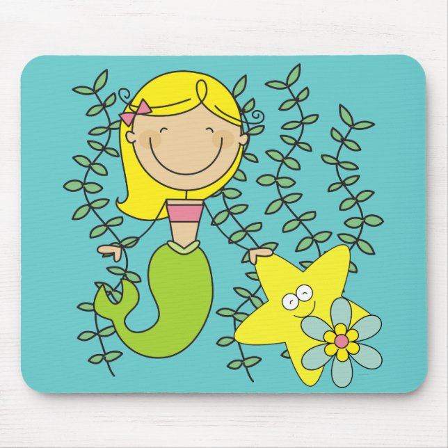 Blonde Mermaid Mouse Mat (Front)