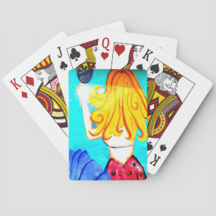 blonde mermaid playing cards