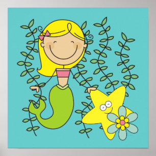 Blonde Mermaid Poster