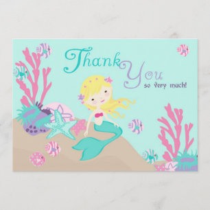 Blonde Mermaid Thank You Card