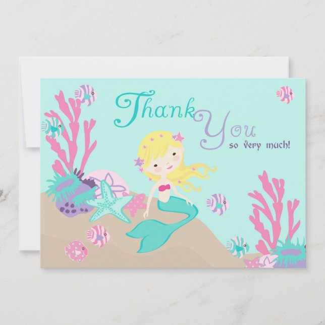 Blonde Mermaid Thank You Card (Front)