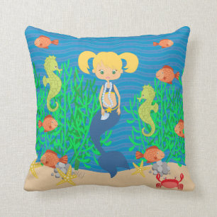 Blonde Mermaid Under The Sea Cushion