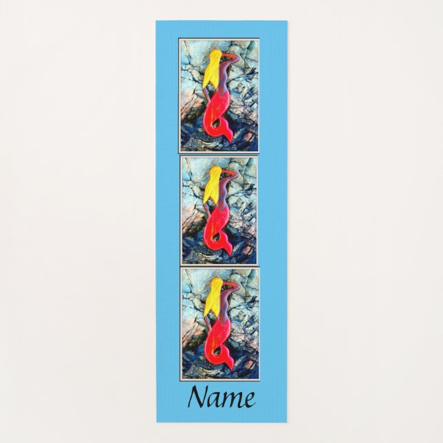 Blonde mermaid with red tail Thunder_Cove Yoga Mat (Front)