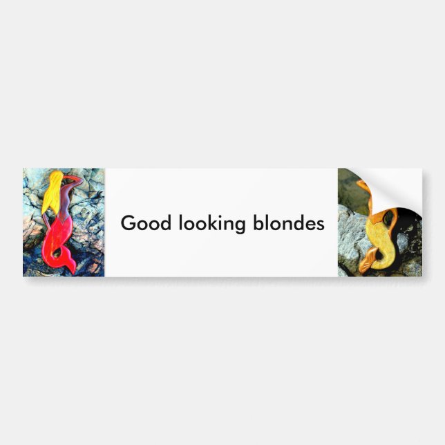 blonde mermaids looking bumper sticker (Front)