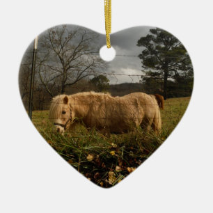 Blonde Miniature Pony / Horse Ceramic Tree Decoration