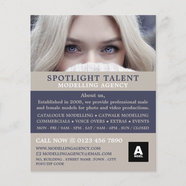 Blonde Model, Modelling Agency, Model Agent Flyer (Front)