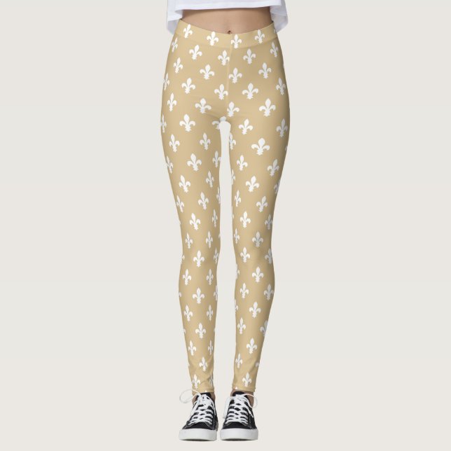Blonde Neutral Fleur de Lys Leggings (Front)