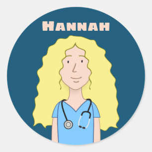 Blonde Nurse Classic Round Sticker