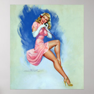 Blonde on Telephone Poster
