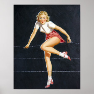Blonde on Wire Pin Up Poster
