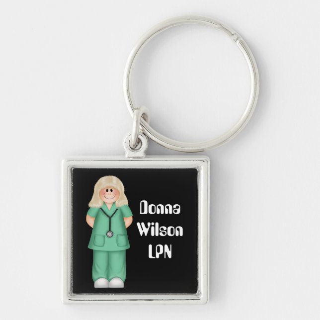 Blonde Personalised Nurse Key Ring (Front)