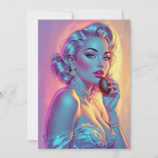 Blonde Pin-Up Chocolate Egg  Holiday Card