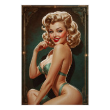 Blonde Pin-up Poster Inspired by Art Deco